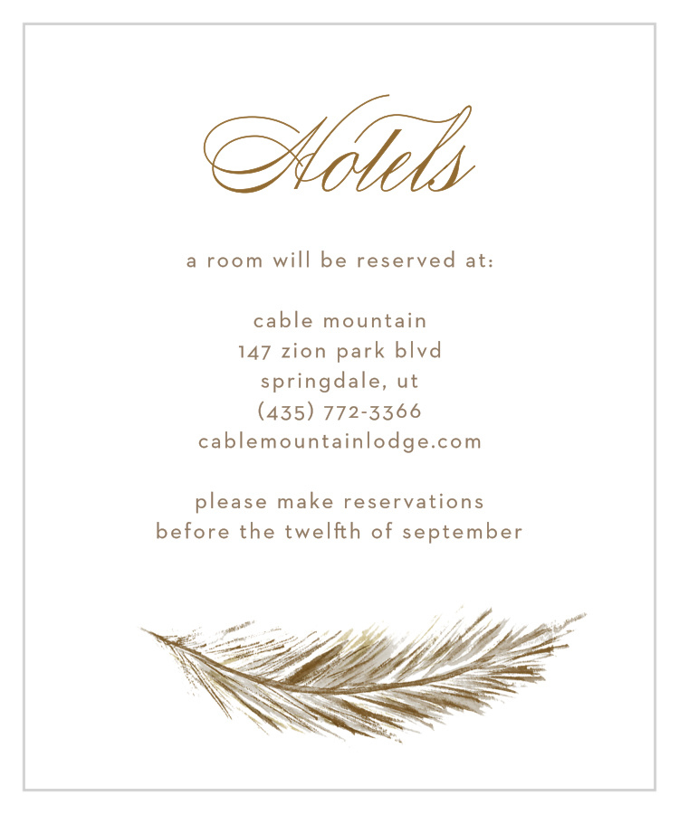 Falling Feathers Accommodation Cards