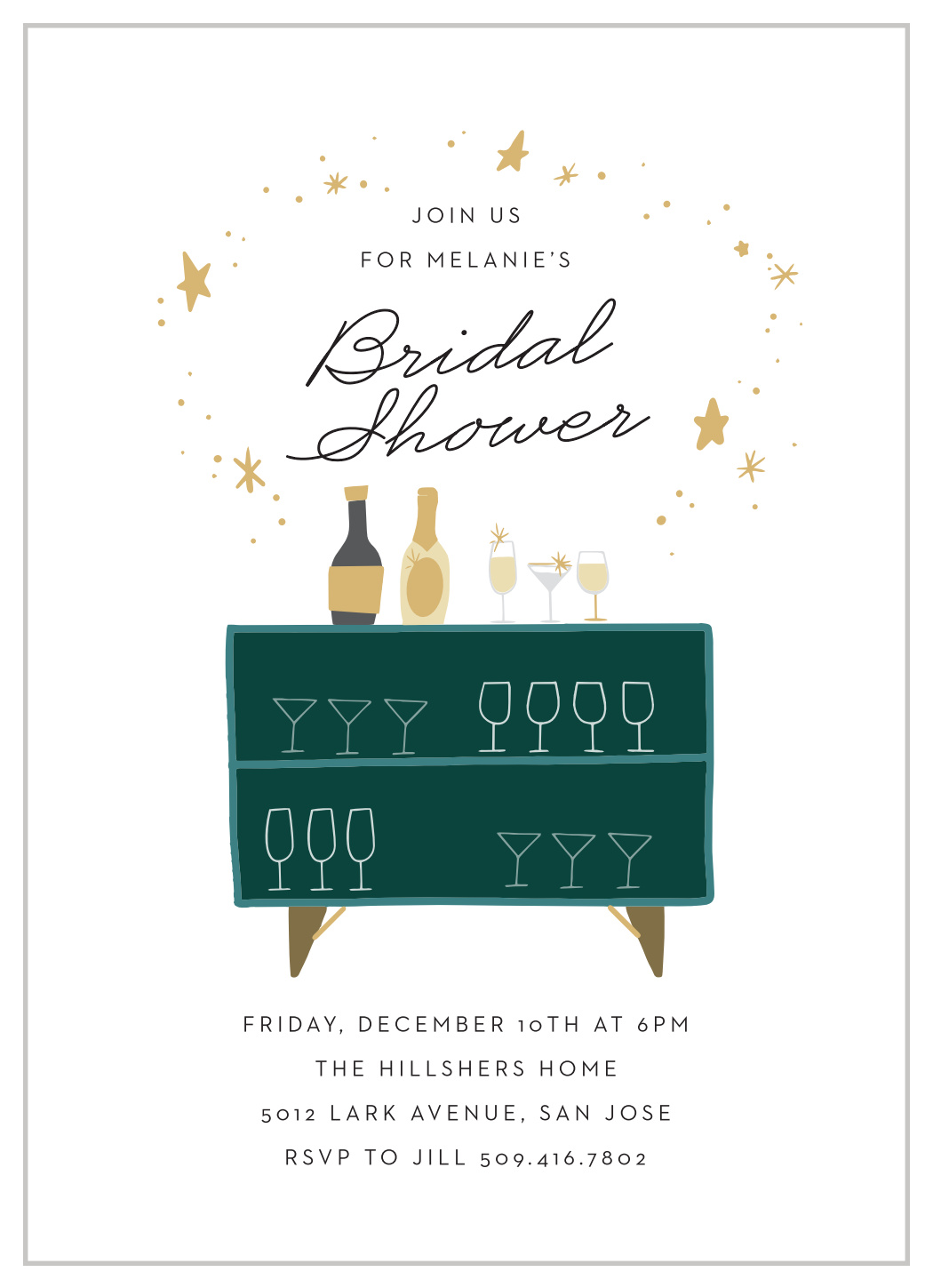 Cocktail Celebration Bridal Shower Invitations