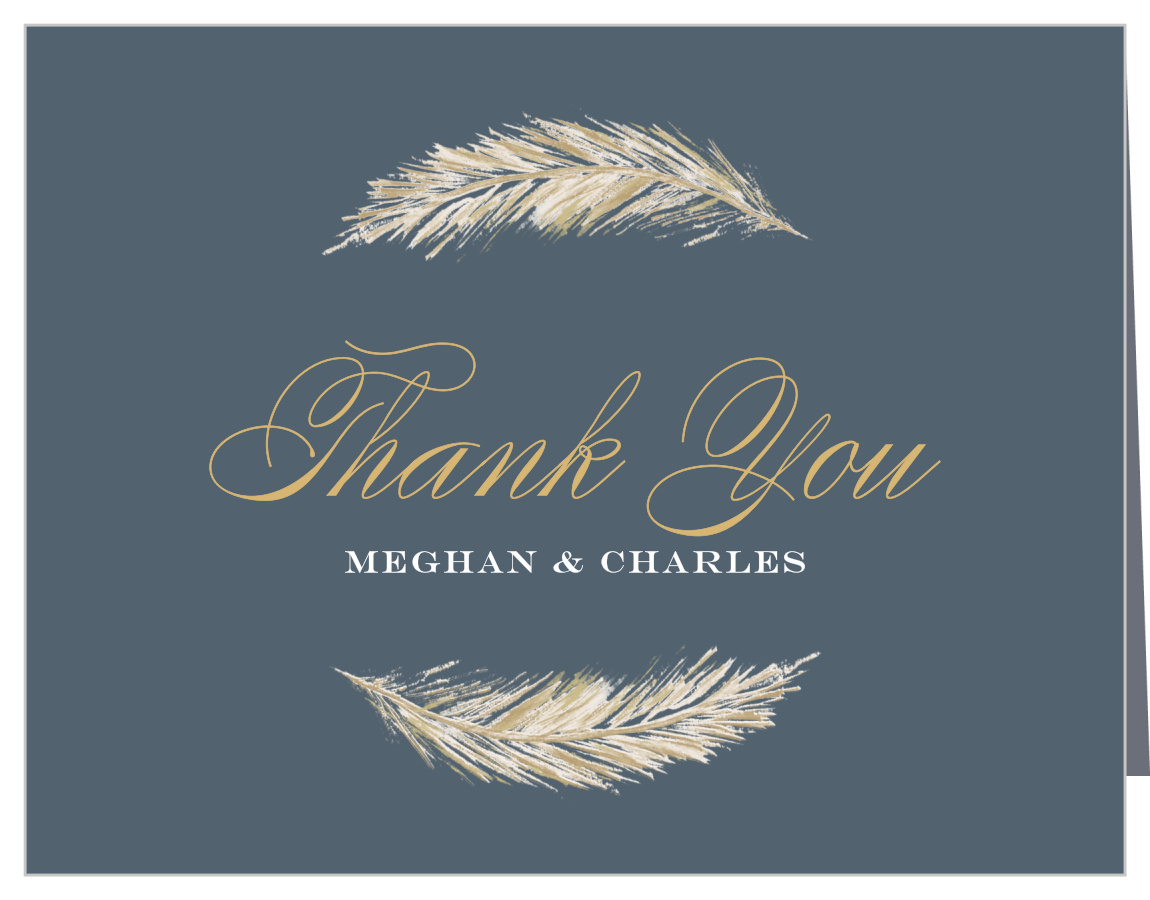 Falling Feathers Foil Wedding Thank You Cards