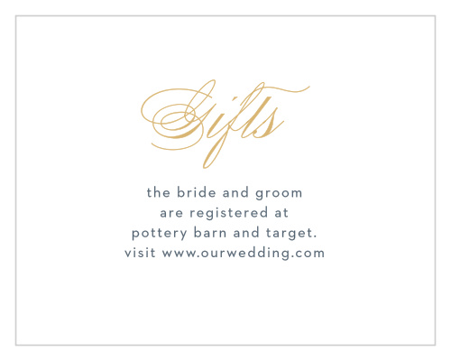 For the gifts you actually want and need, use our lovely Falling Feathers Foil Registry Cards.