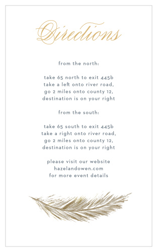 Guide your guests to the location of your dream venue with our stunning Falling Feathers Foil Direction Cards.