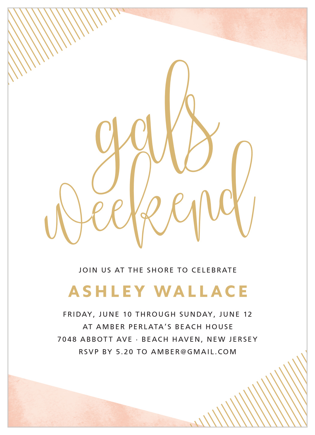 Gals Weekend Foil Bachelorette Invitations by Basic Invite