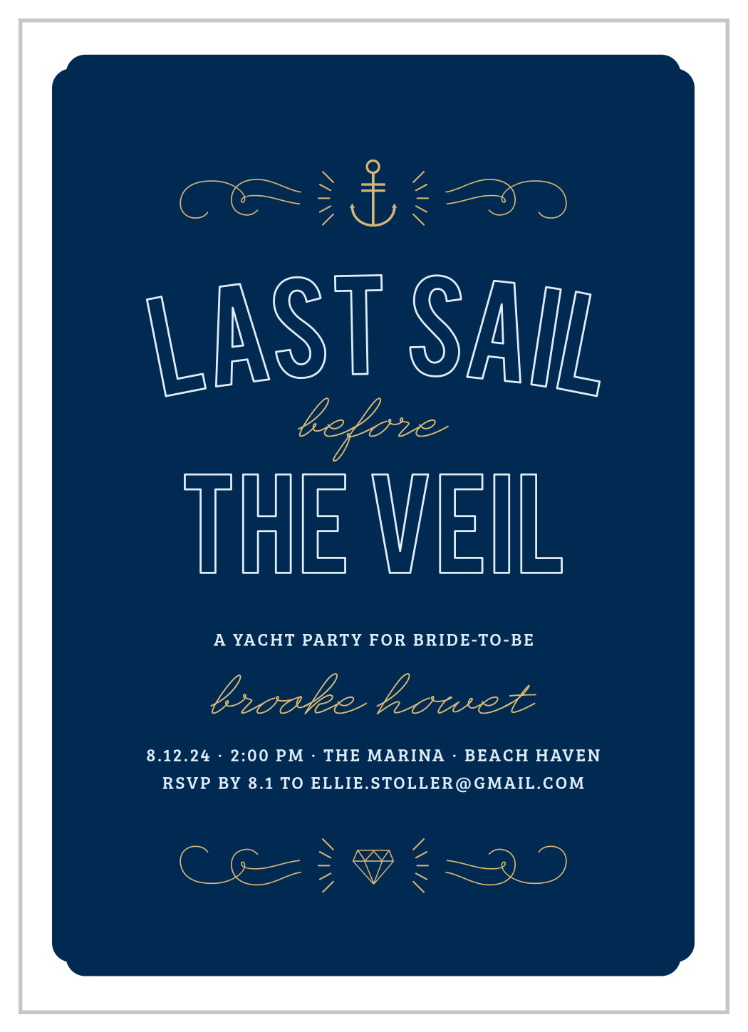 Nautical Night Foil Bachelorette Invitations