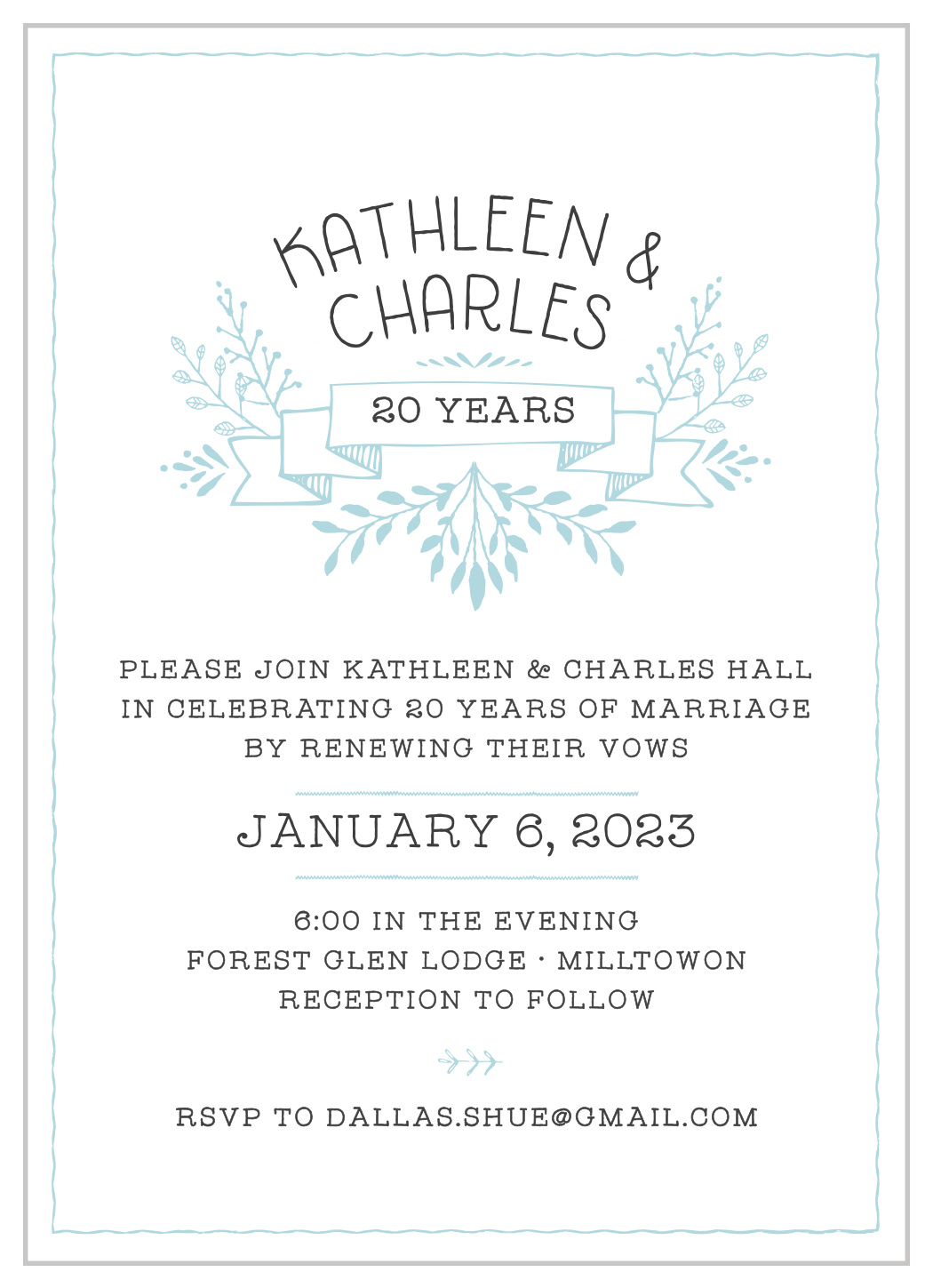 Floral Banner Anniversary Invitations