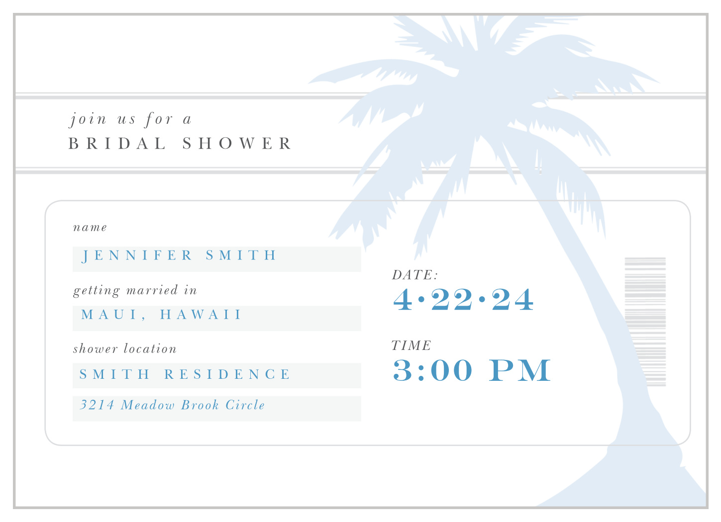 Honeymoon Ticket Bridal Shower Invitations