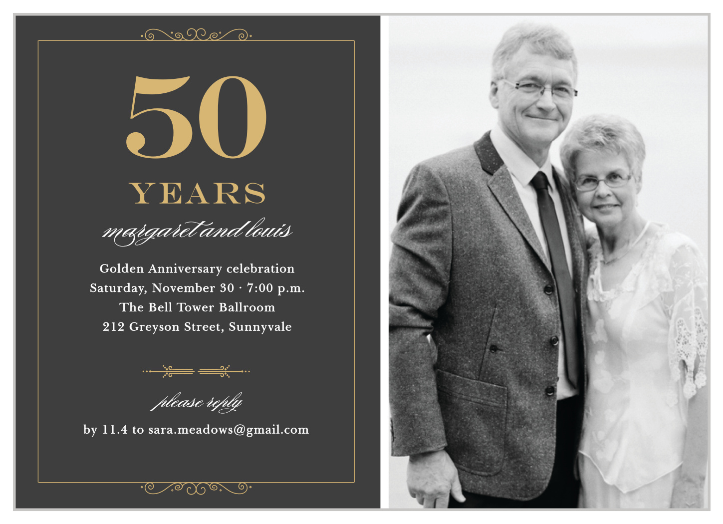 Golden Years Foil Anniversary Invitations