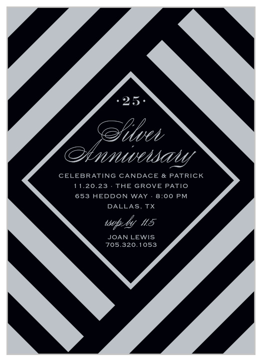 The Silver Stripes Anniversary Invitations are modern and bold in design.