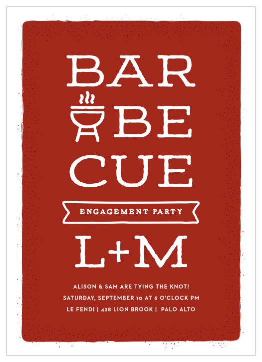 Keep it classic and stylish at the same time with our Bold BBQ Engagement Party Invitations.
