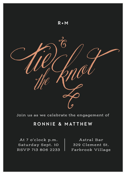 Black Tie Foil Engagement Party Invitations offer the perfect blend of heartfelt joy, modern style, and classic design.