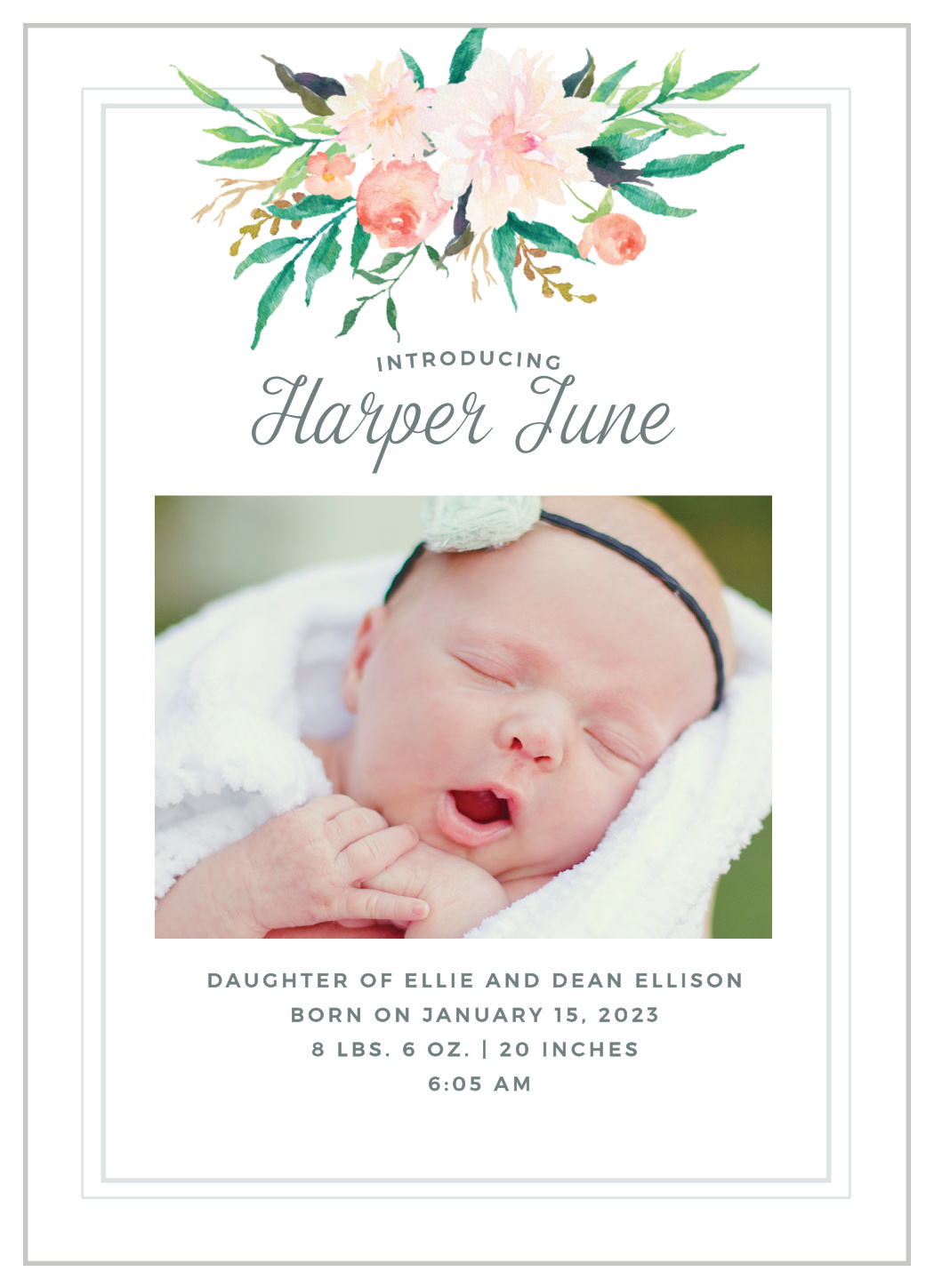 Blossoming Love Birth Announcements