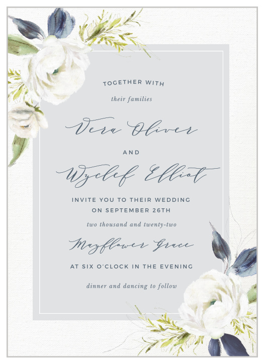 The Oil Paint Textured Wedding Invitations are a vintage marvel, with a canvas background topped with painted blooms and elegant script.