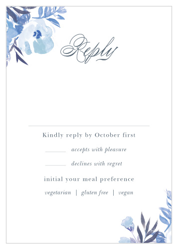 Blue-toned wildflower blooms lightly grace the edges of the Comely Wildflowers Response Cards.