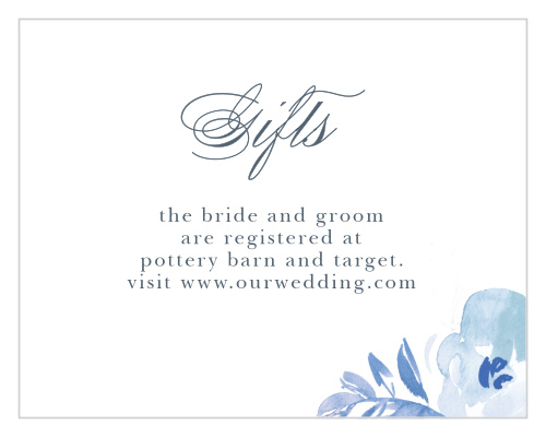 Blue-toned wildflower blooms lightly grace the bottom edge of the Comely Wildflowers Registry Cards.