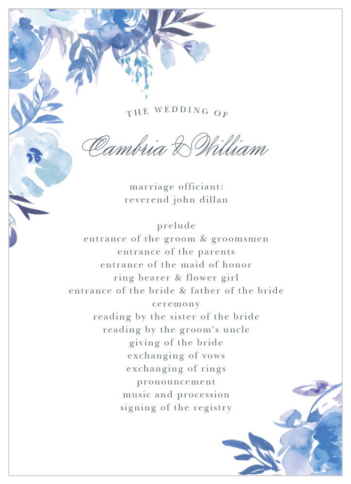 Comely Wildflowers Wedding Programs