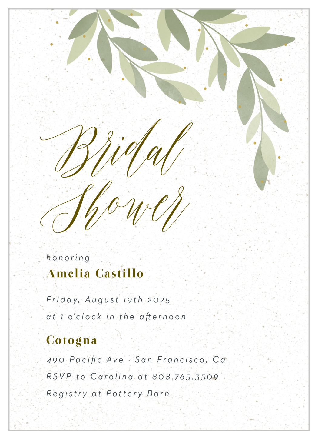 Bridgeport Foliage Bridal Shower Invitations