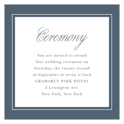 The Elegant Aristocrat Ceremony Cards are simple and refined.