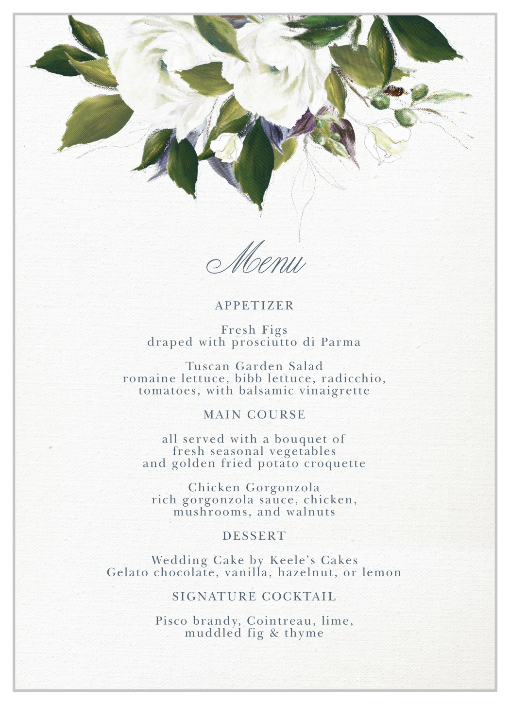 Elegant Aristocrat Wedding Menus