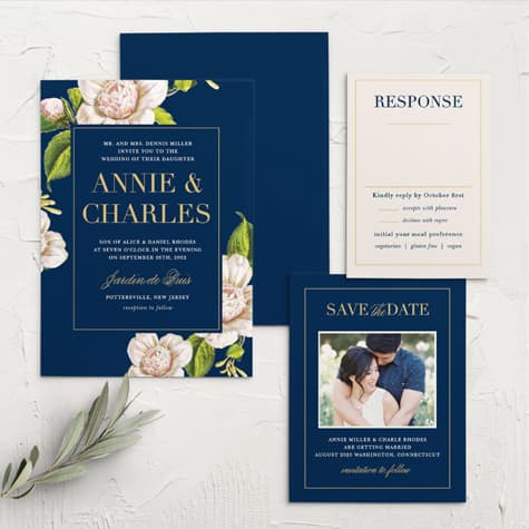 Moonlit Honeysuckle Foil Wedding Invitations