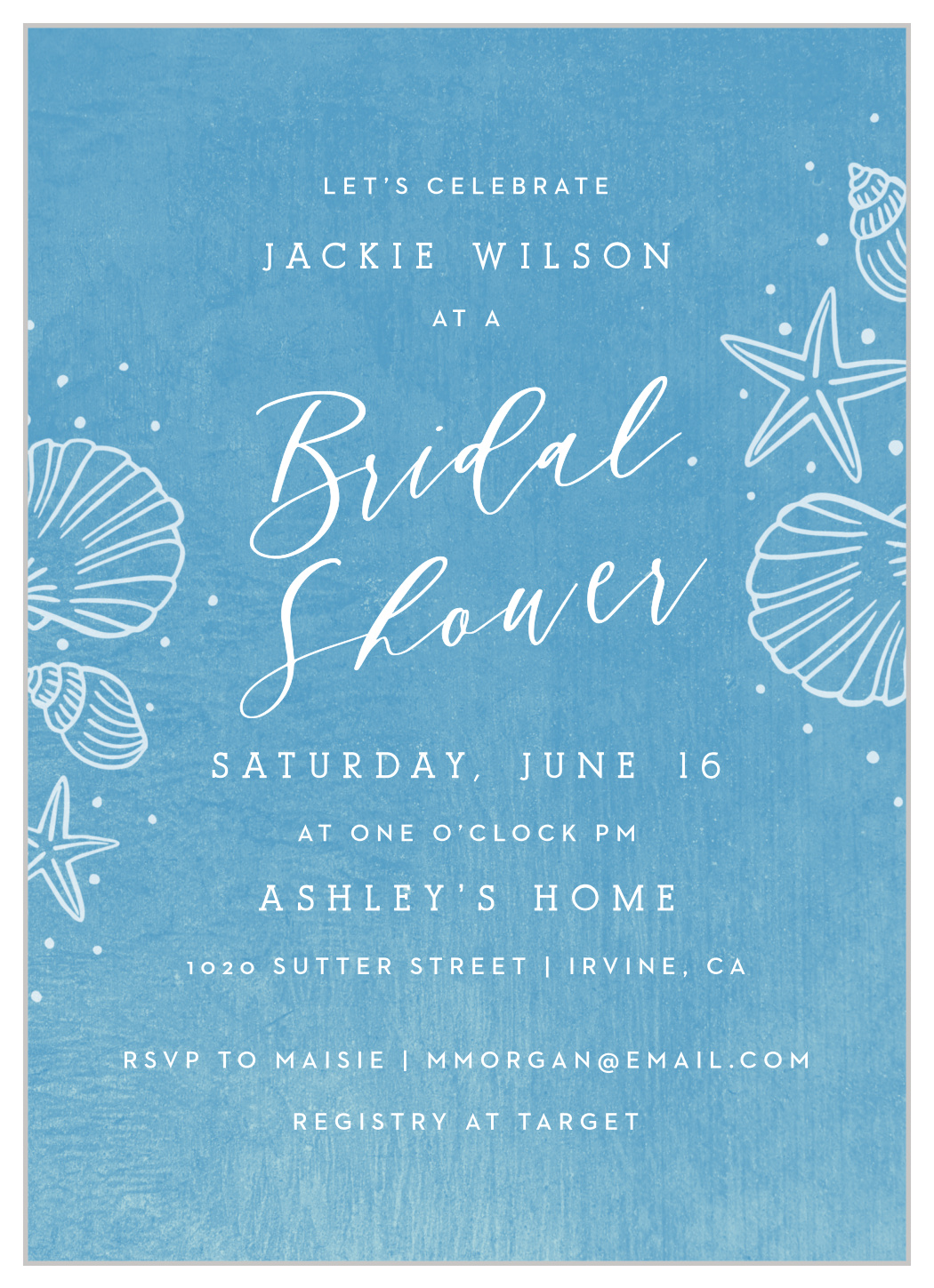 Starfish & Seashells Bridal Shower Invitations