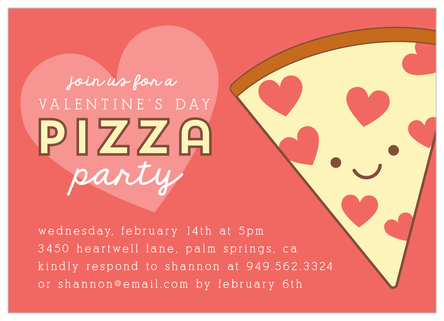 Pizza My Heart Valentine's Day Invitations