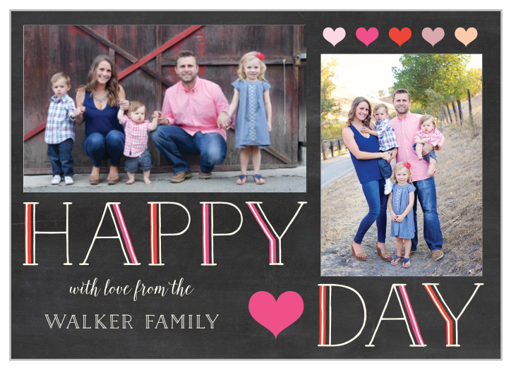 For a look as timeless as your love itself, choose our Chalkboard Love Valentine's Day Cards.
