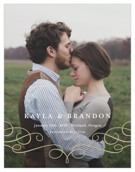 Elegantly announce your big news with our Trendy Swirls Save the Date Magnets!