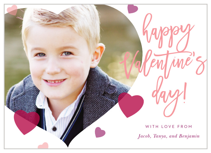 Frame your photo in a heart decorated with tiny multicolored hearts for the Heart Balloons Valentine's Day Cards!