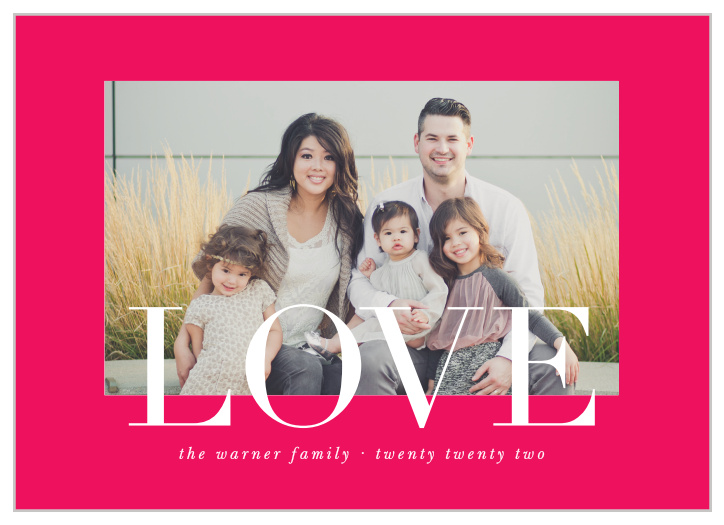 Place your photo amid a pomegranate frame for the Basic Love Valentine's Day Cards.