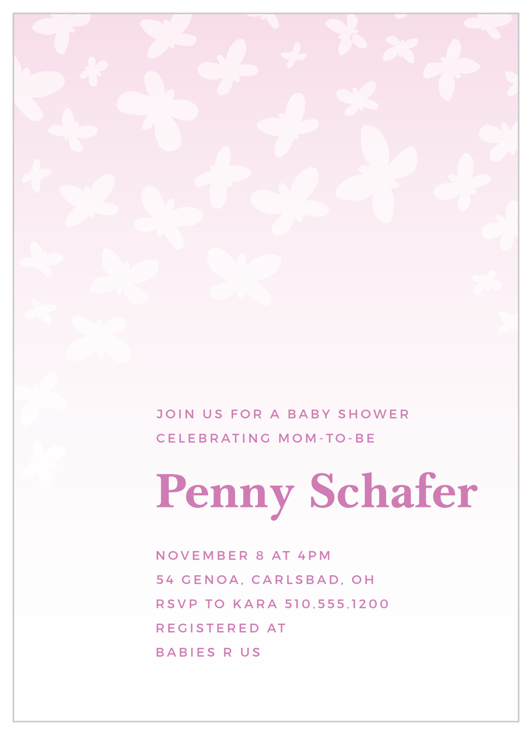 Butterfly Haven Baby Shower Invitations