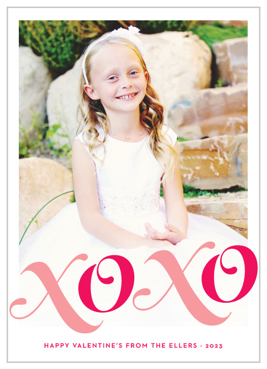 The Swash XO Valentine's Day Cards feature your photo and a giant pink "XOXO" across the bottom.