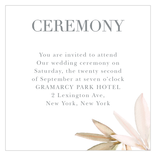 Make sure your guests know the ceremony details using the Darling Watercolor Ceremony Cards.