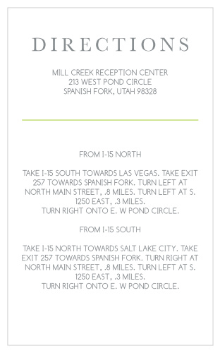 Make it easier on your guests with a perfectly matching direction card.