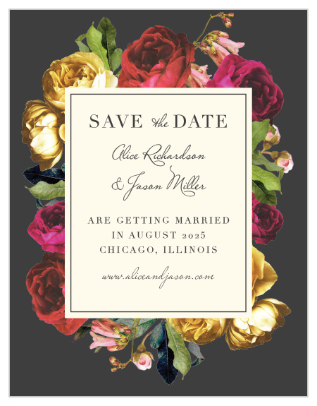 Rose Floristry Save-the-Date Magnets guarantee that your friends and family mark their calendars well in advance of your special day.