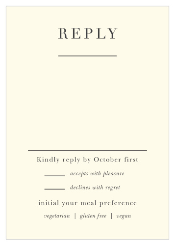 Featuring an inverted contrast design- black text on a white background-, our Rose Floristry Response Cards are perfect for tallying up every guest.