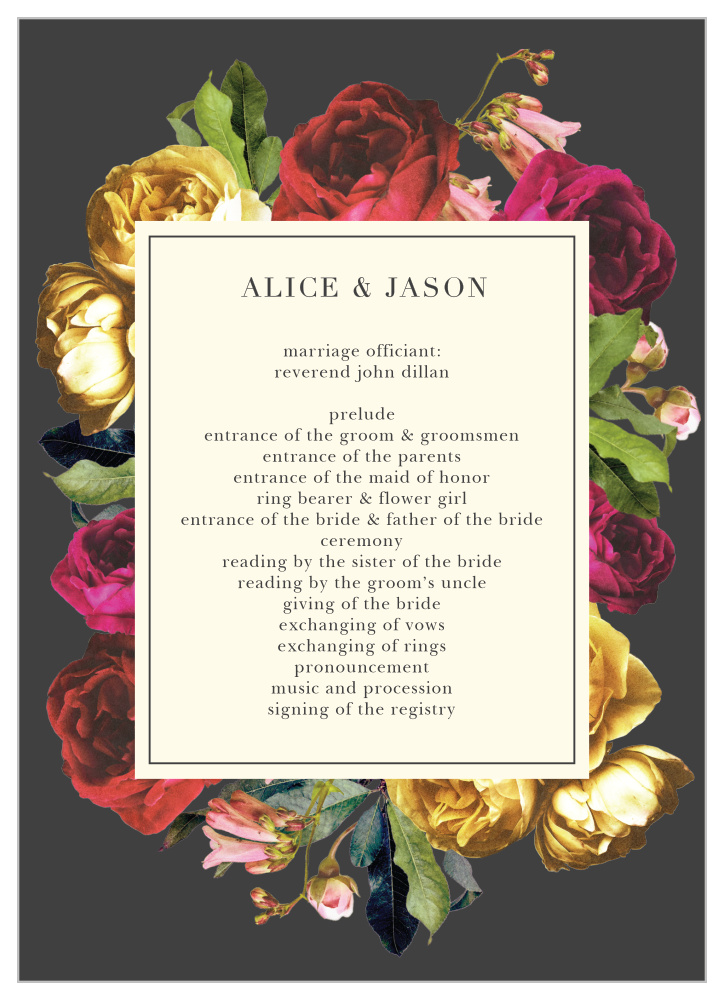Rose Floristry Wedding Programs