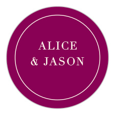 Our Rose Floristry Stickers feature a blissful purple background and a cream-colored serif for your names, making them perfect for decorating stationery, sealing envelopes, and serving as mementos of your special day!