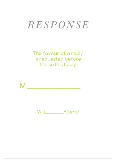 Obtain your guests attendance information with style, with Sophisticated Photo Response card.