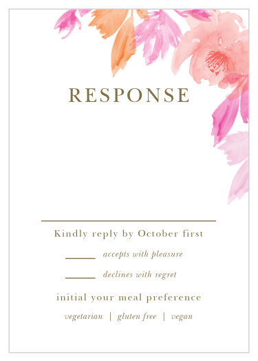 With the Water Rose Response Cards you will be able to keep track of all the guests that plan on attending your wedding.
