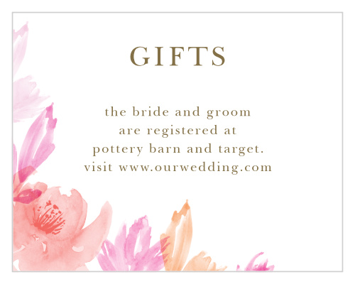 Make sure your guests know your registry details using the Water Rose Registry Cards.