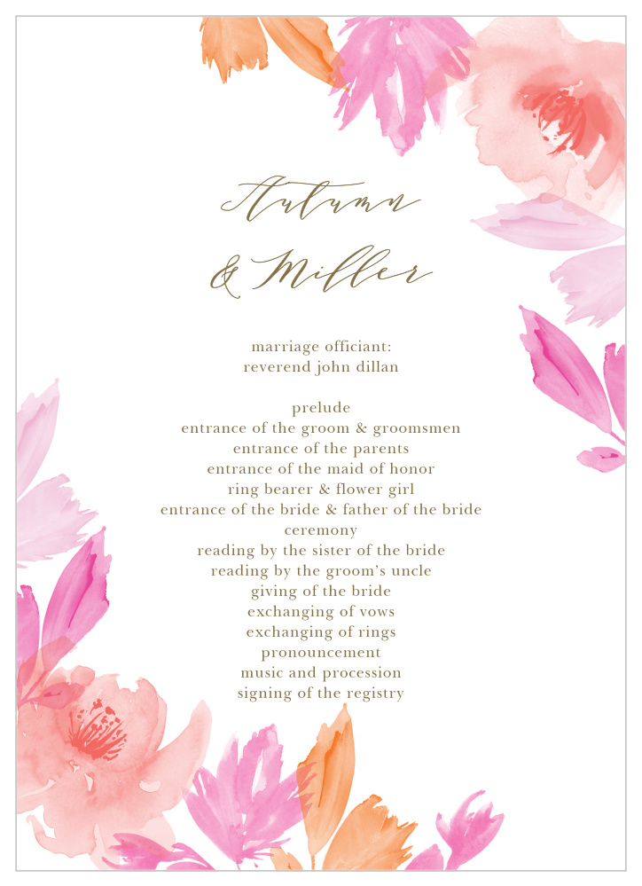 Water Rose Wedding Programs