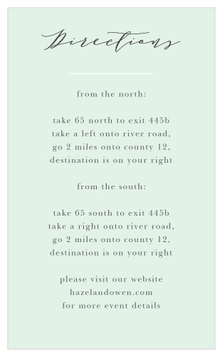Make sure your guests know the best routes to get to your wedding using the Willow Wreath Direction Cards.