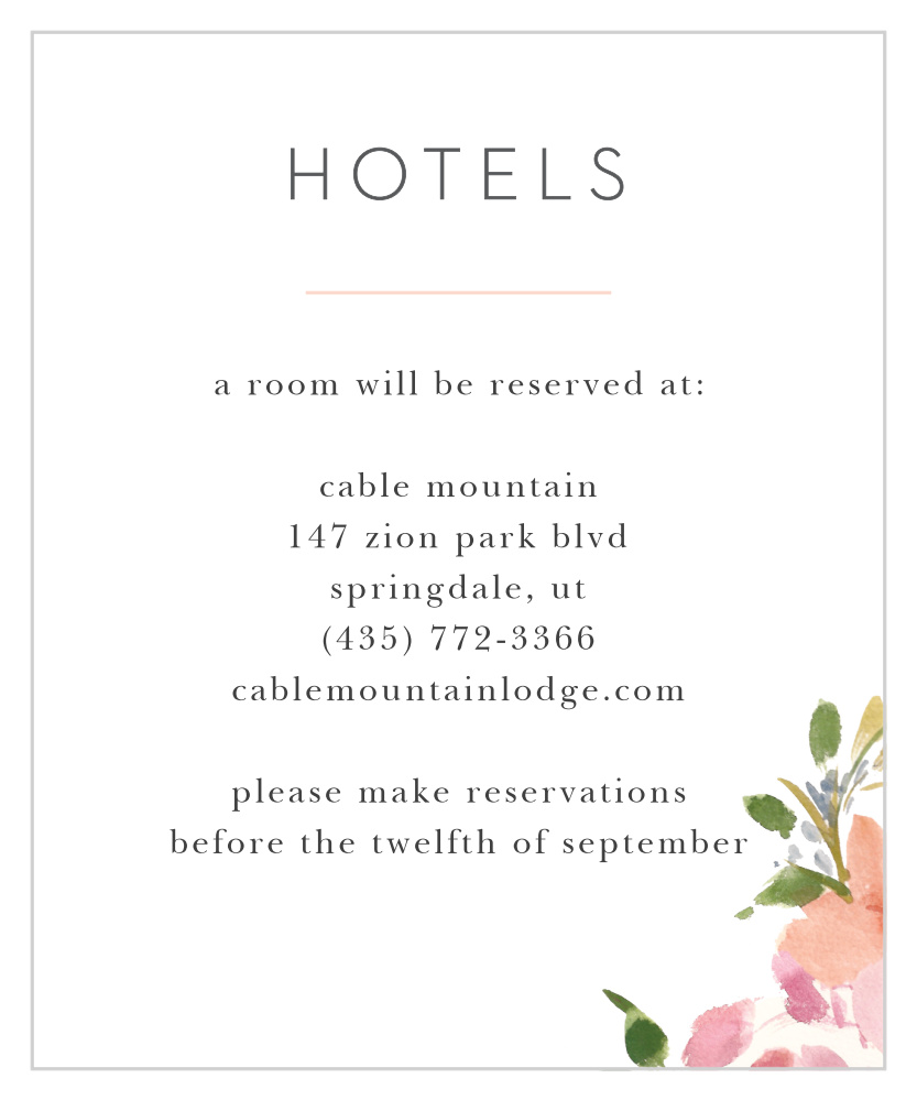 Floral Felicity Accommodation Cards