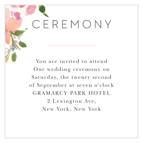 Make sure your guests know the ceremony details using the Floral Felicity Ceremony Cards.
