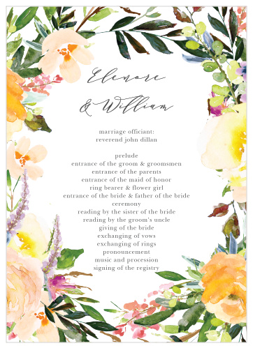 Let your guest know what to expect at your wedding using the Willow Wreath Wedding Programs.