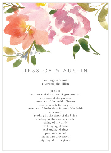 Let your guest know what to expect at your wedding using the Floral Felicity Wedding Programs.