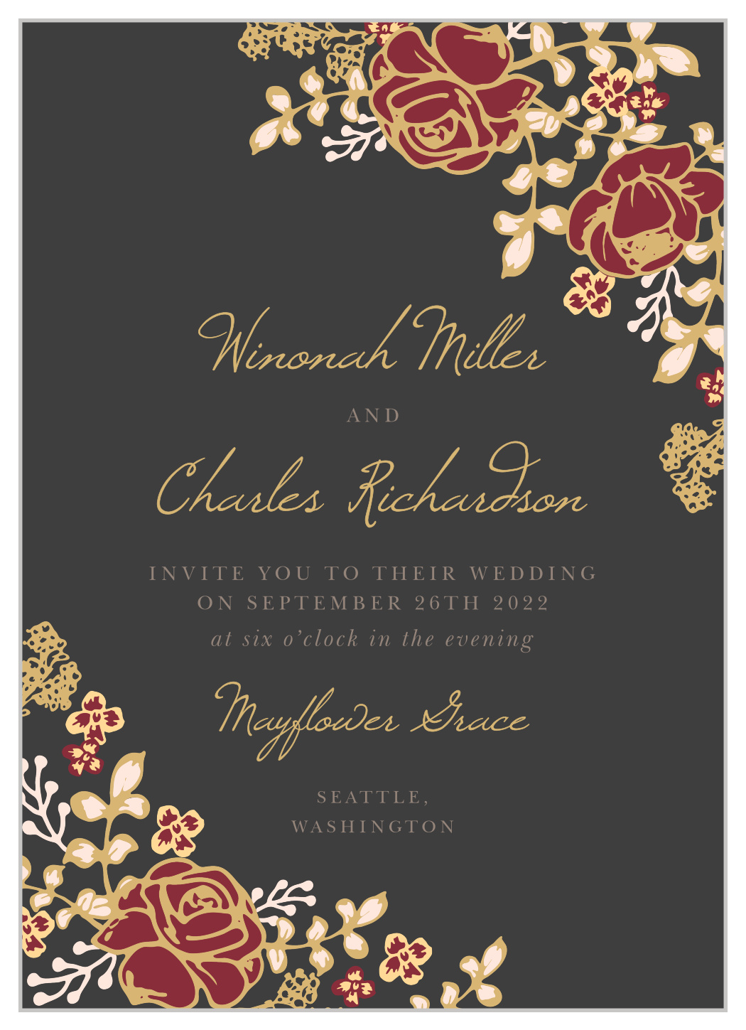 Opulent Floweret Foil Wedding Invitations