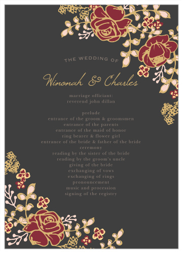 Opulent Floweret Foil Wedding Programs