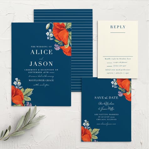 Heliotrope Blooms Wedding Invitations
