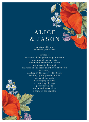 Walk your guests through each step of your wedding ceremony with our Heliotrope Blooms Wedding Programs.