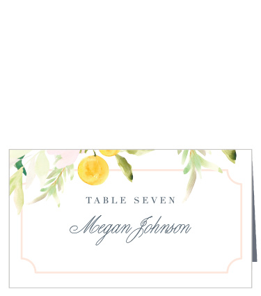 Personalize the Melodious Melanie Place Cards colors and fonts to coordinate with your wedding theme.